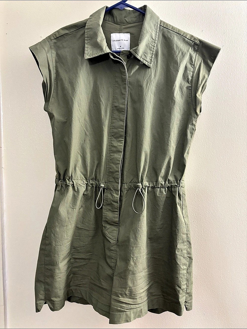 Celebrity Pink Olive Green Utility Romper Size Medium